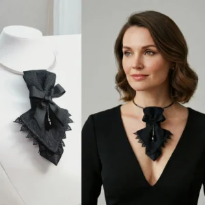 AI produkto fotografijos pavyzdys – juoda peteliškė prieš ir po perkėlimo ant modelio